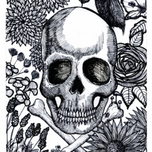 Caveira e Flores 1 - Arte Original Digitalizada
